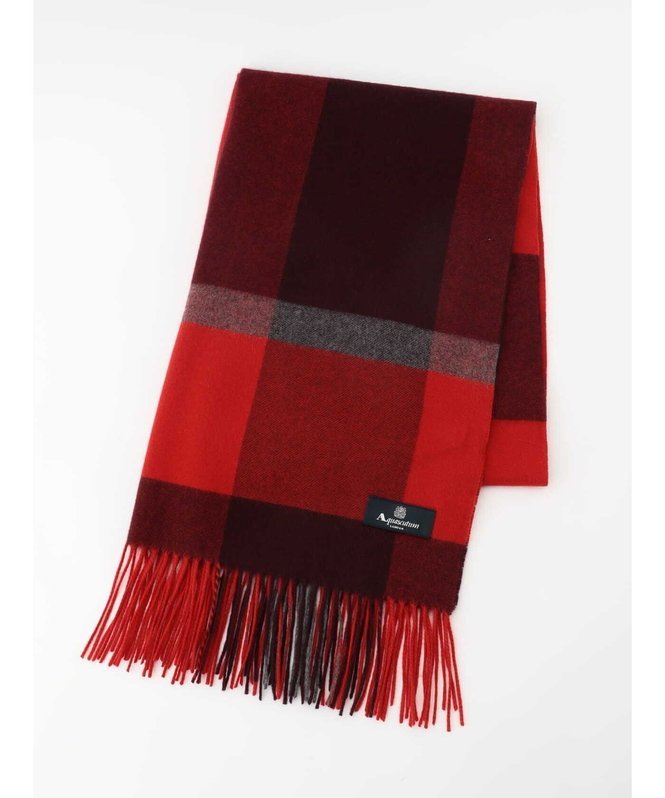 Aquascutum｜カシミヤチェックマフラー RED | Rakuten Fashion(楽天