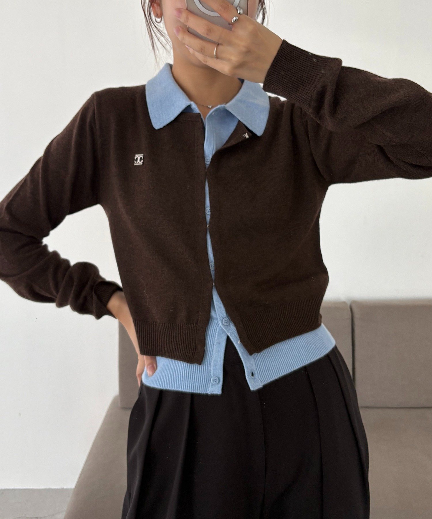 CAPRICIEUX LE'MAGE｜レイヤードポロニットカーディガン | Rakuten