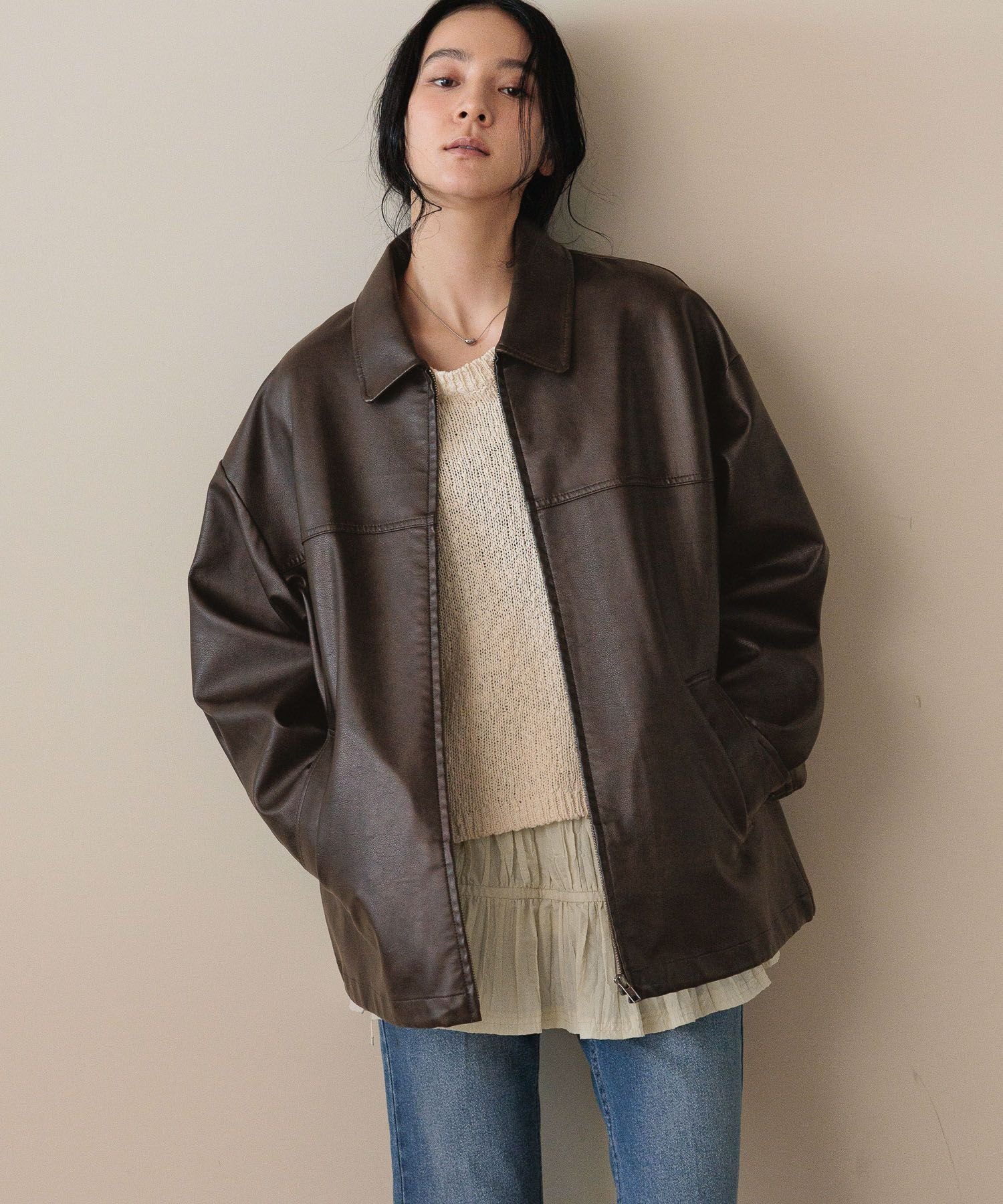 LOWRYS FARM｜レザードロストZIPブルゾン | Rakuten Fashion(楽天