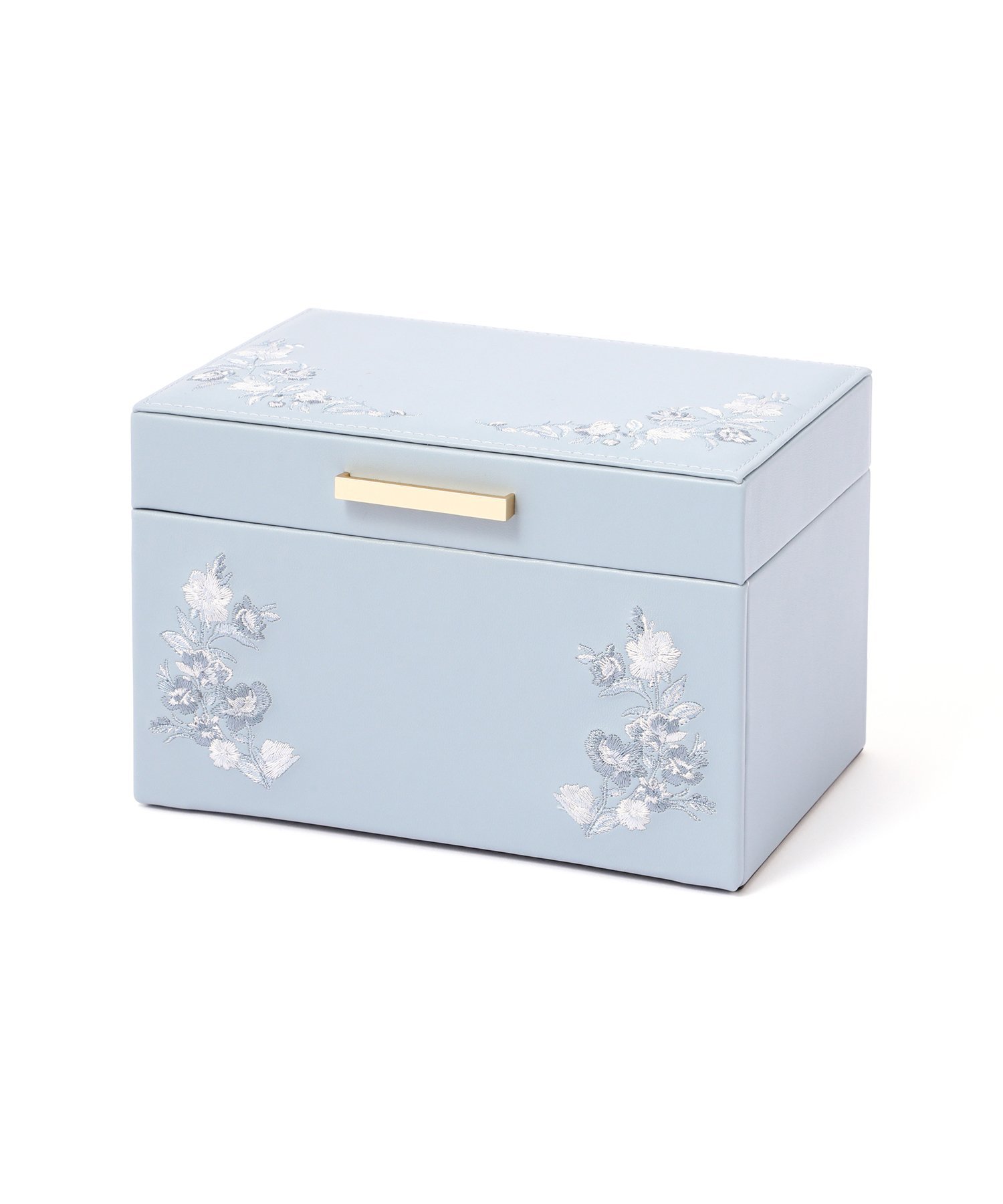 Francfranc｜エンブロイダリーフラワー ジュエリーボックス S ブルー