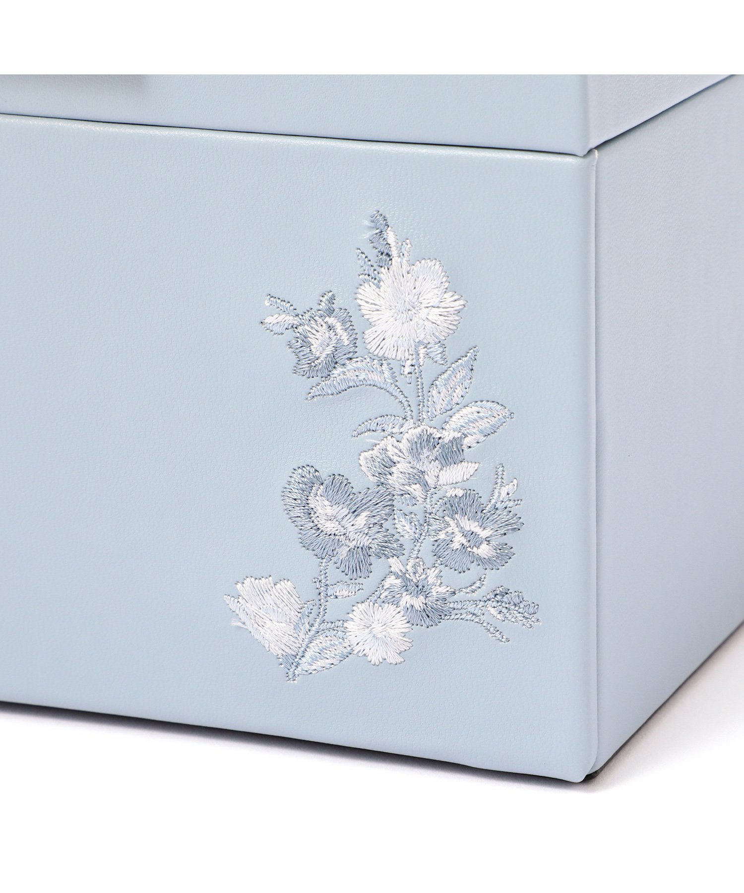 Francfranc｜エンブロイダリーフラワー ジュエリーボックス S ブルー