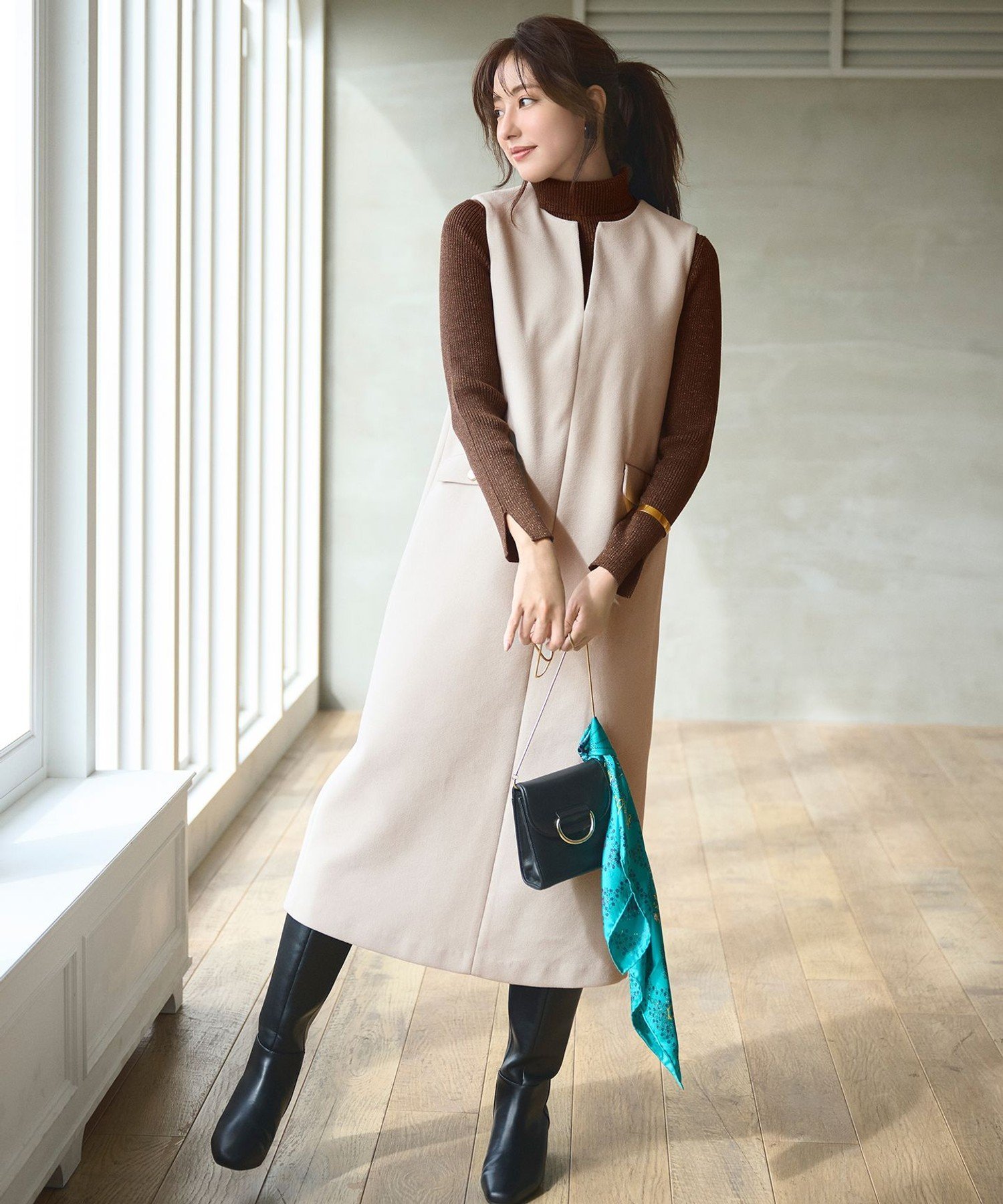 ANY SIS｜【2SET】ニードルジャンパースカート × ラメリブタートル