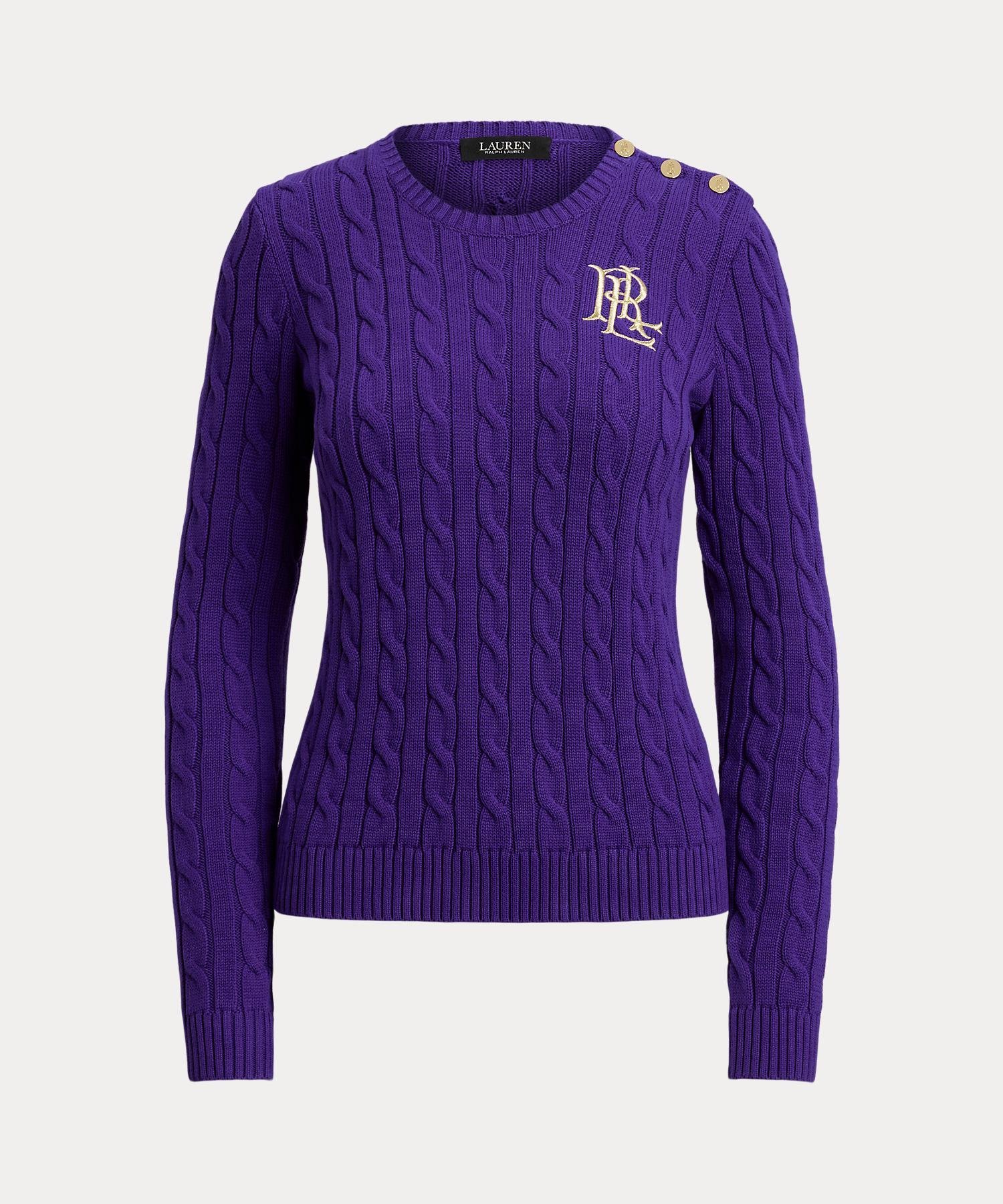 RALPH LAUREN｜ボタントリム ケーブルニット コットン セーター