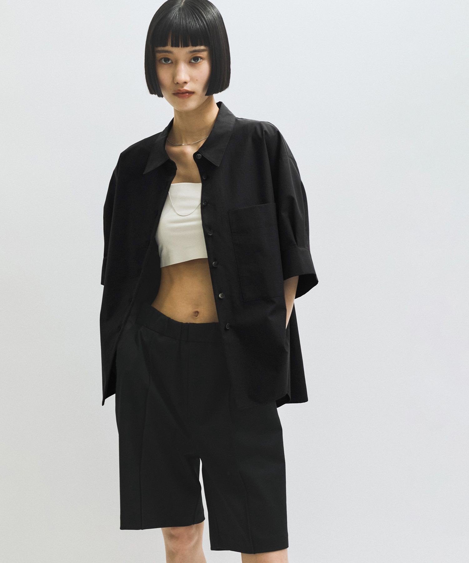 ADAM ET ROPE'｜【サステナブル】バウンスカフステントラインシャツ