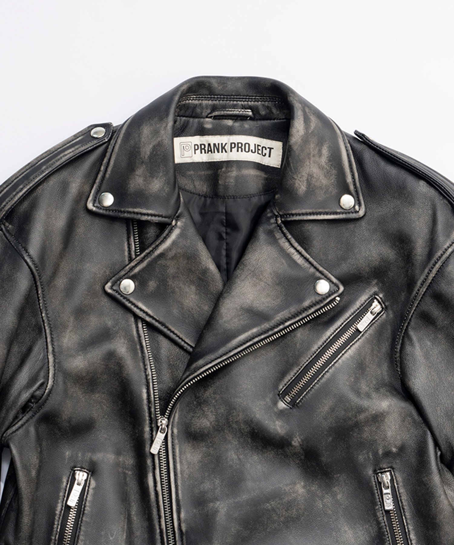 PRANK PROJECT｜ラブオフCOWレザーライダースジャケット / Rub Off COW