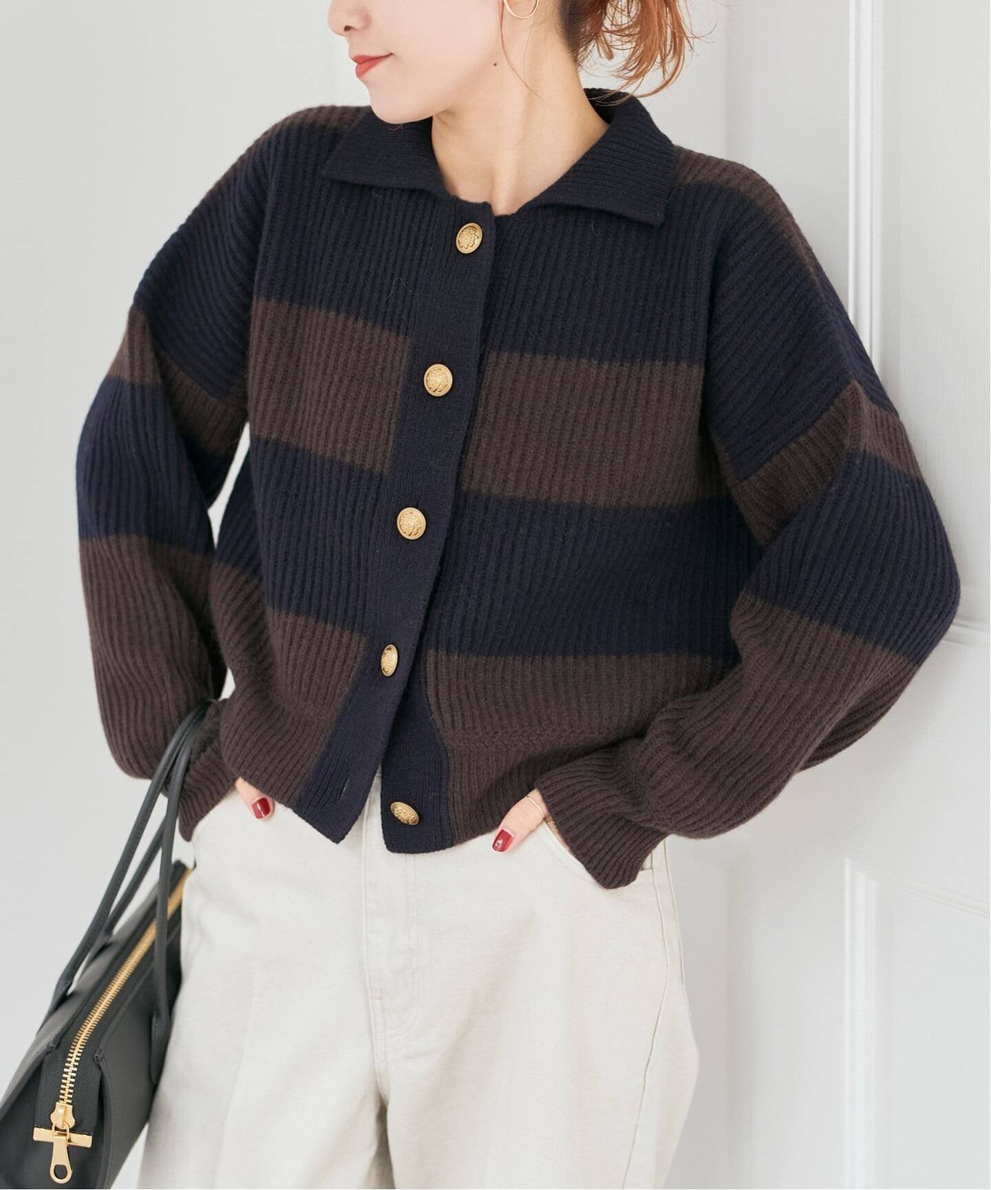 Spick & Span｜ラガーボーダーニットカーディガン | Rakuten Fashion