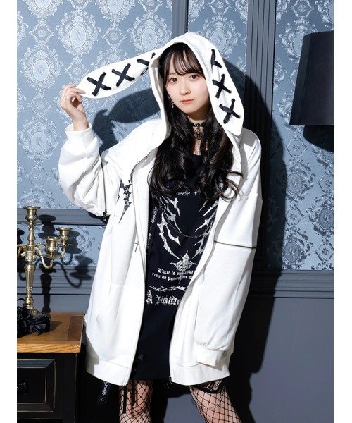 NOEMIE｜2WAYうさ耳ユニセックスZIP裏毛パーカー | Rakuten Fashion