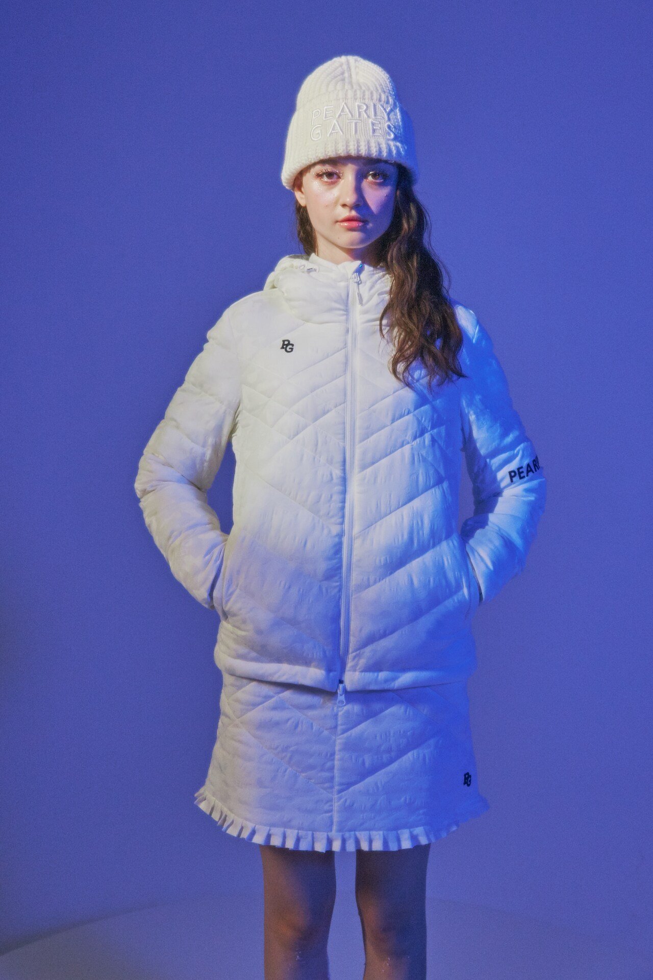 PEARLY GATES｜Nyストレッチ中綿フーディブルゾン <カモフラジャガード