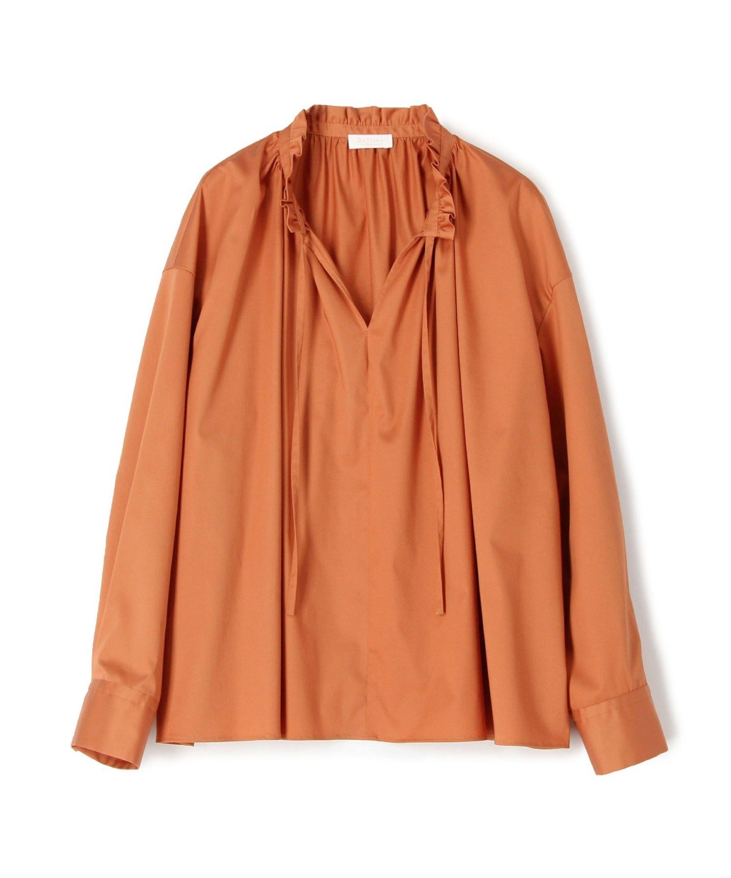 TOMORROWLAND｜ハイカウントサテン ネックフリルブラウス | Rakuten