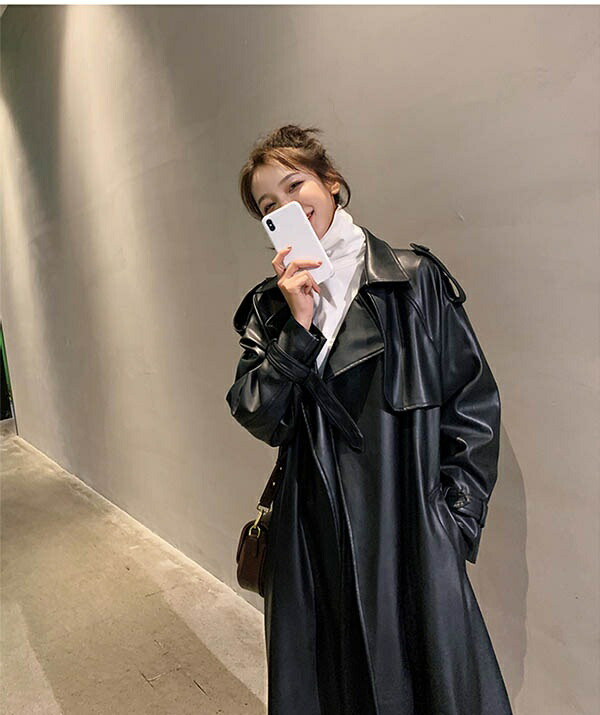 楽天市場】PU フェイクレザート レザージャケット ロングジャケット