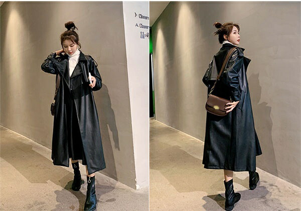 楽天市場】PU フェイクレザート レザージャケット ロングジャケット