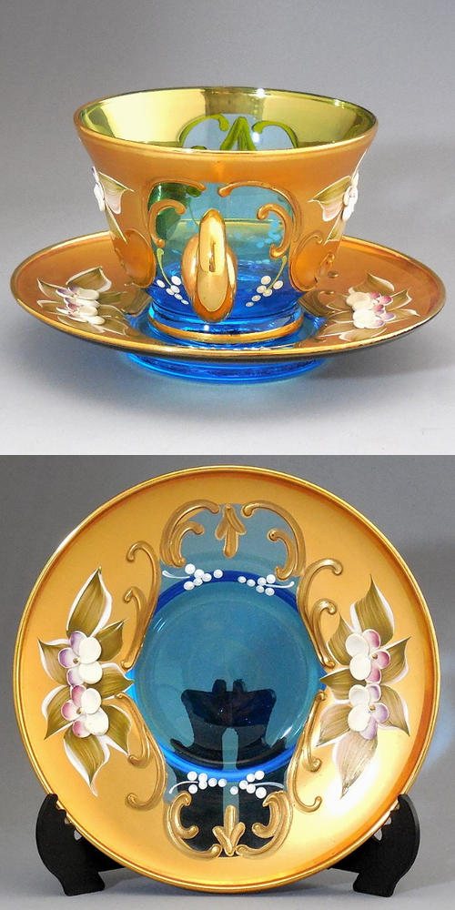 楽天市場】ベネチアン グラス ムラノ カップ＆ソーサー イタリア 金彩