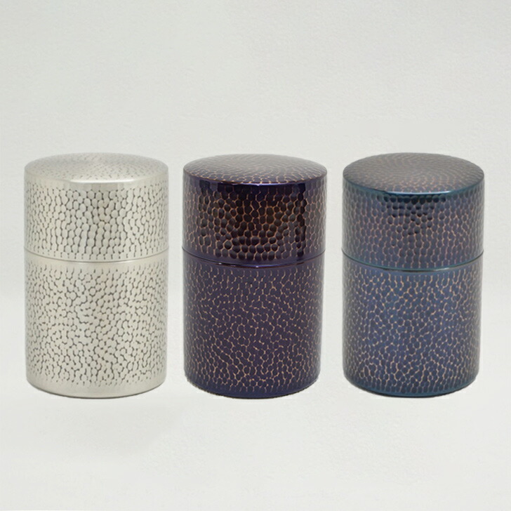 楽天市場】新光金属 新光堂作 鎚起銅器 鎚目茶筒 紫被り 青被り 錫仕上