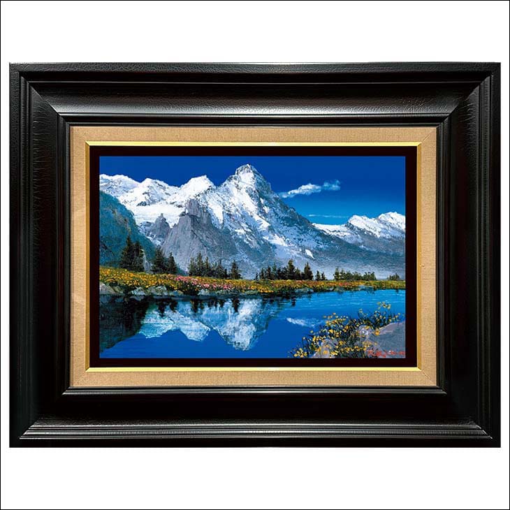 楽天市場】森下一夫 油彩肉筆画 『アルプス山脈〜湖映』 名画 絵画