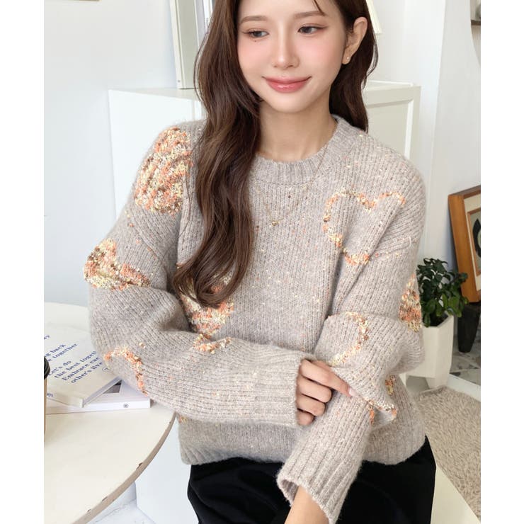 楽天市場】moment+ ミックスカラーハートジャガードアルパカライク