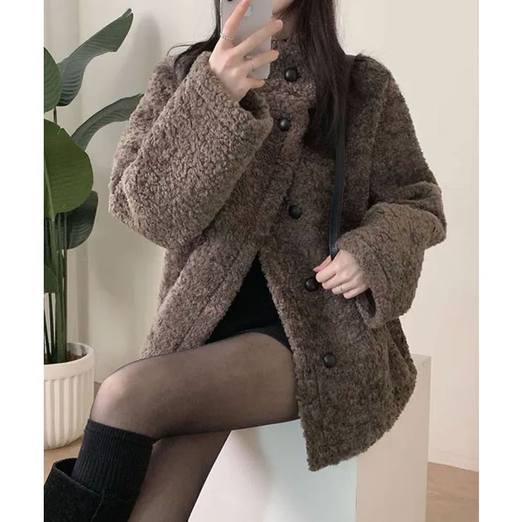 楽天市場】VIVID LADY もこもこ スタンドネック ボアジャケットコート