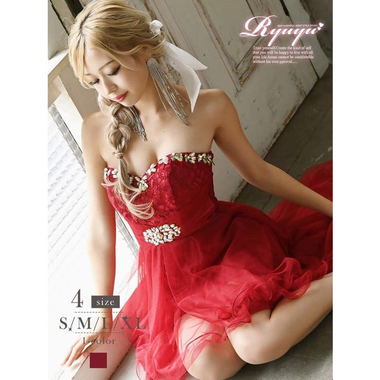 楽天市場】Ryuyu キャバドレス ロング レッドドレス ロング 豪華 赤