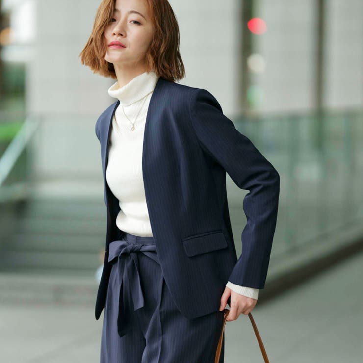 楽天市場】GeeRA 【2点セット】洗えるノーカラーワイドパンツスーツ