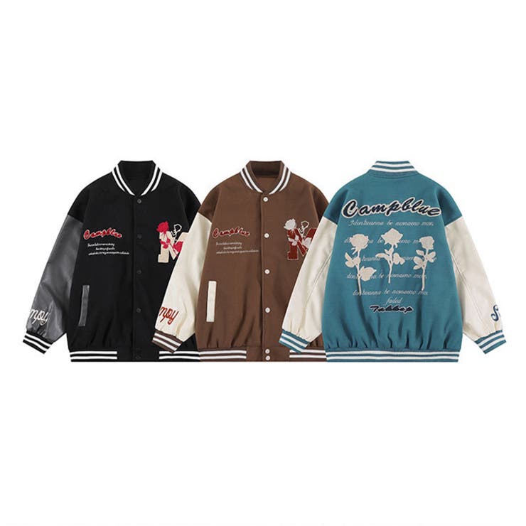 楽天市場】HOOK バラ柄 ユニセックスアメカジワッペン刺繍スタジャン