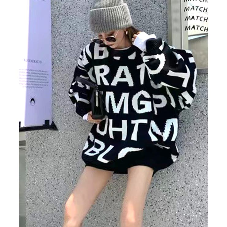 楽天市場】Riff 総柄ロゴデザインニット セーター ロゴデザイン 英字