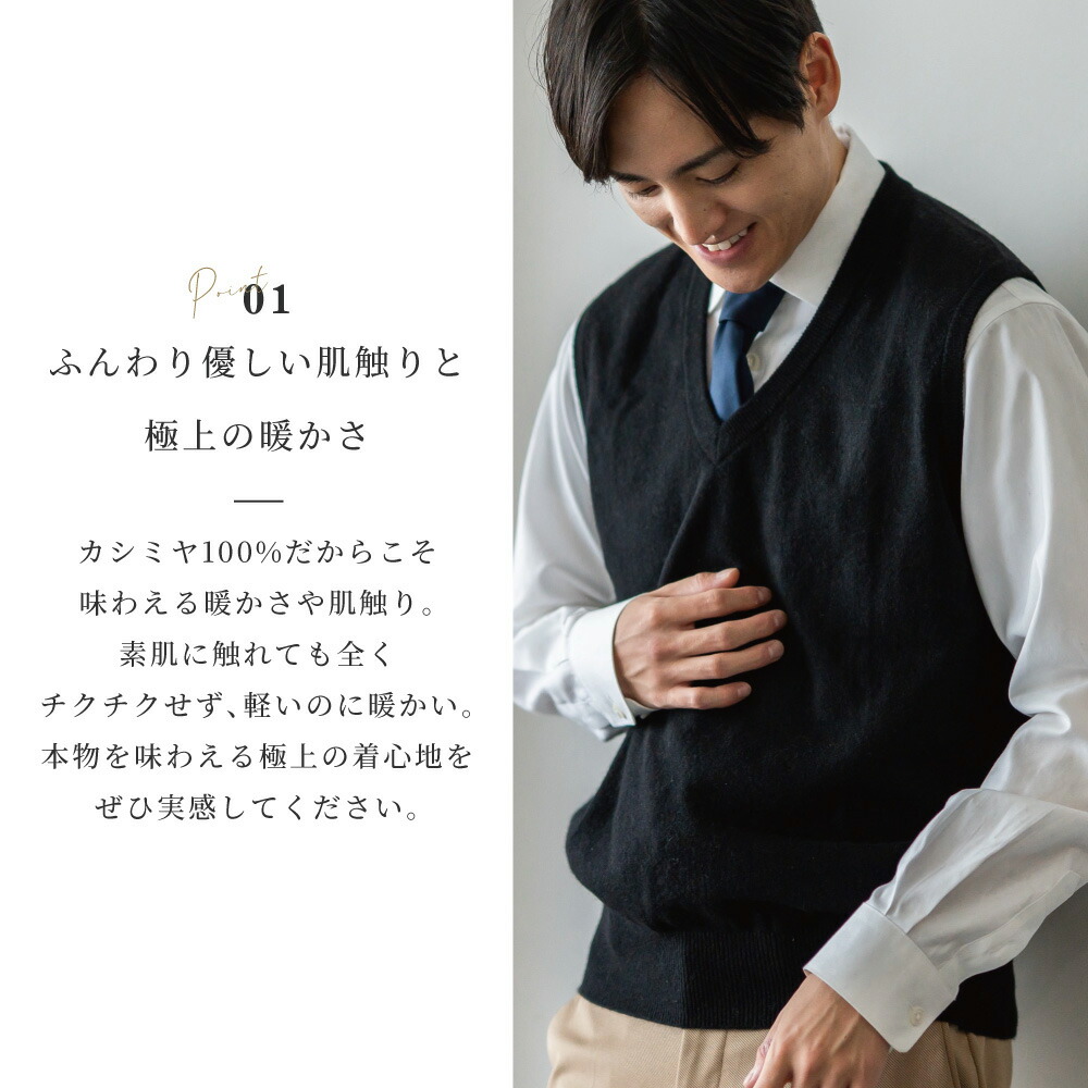 楽天市場】カシミヤ 100％ ベスト メンズ Vネック M L LL3L プレゼント
