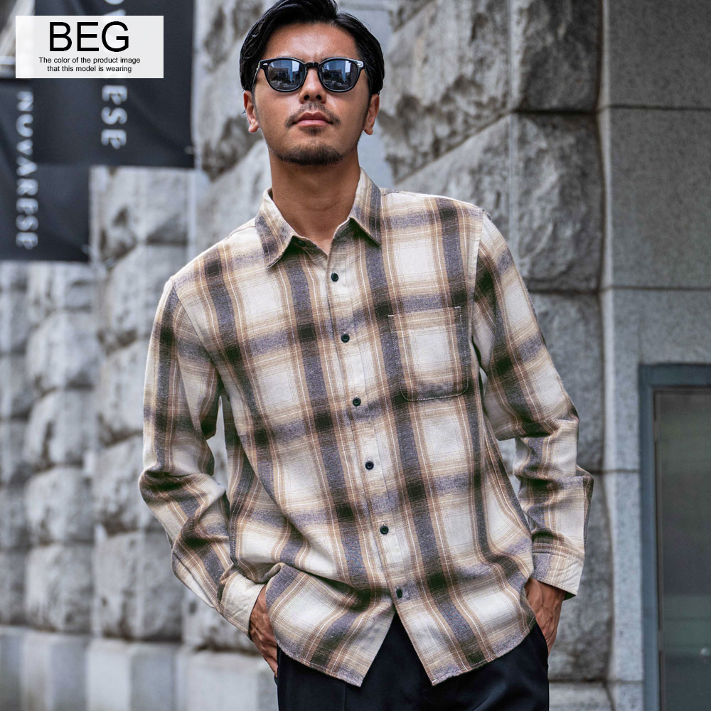 楽天市場】ネルシャツ メンズ チェックシャツ シャツ 長袖 長袖シャツ