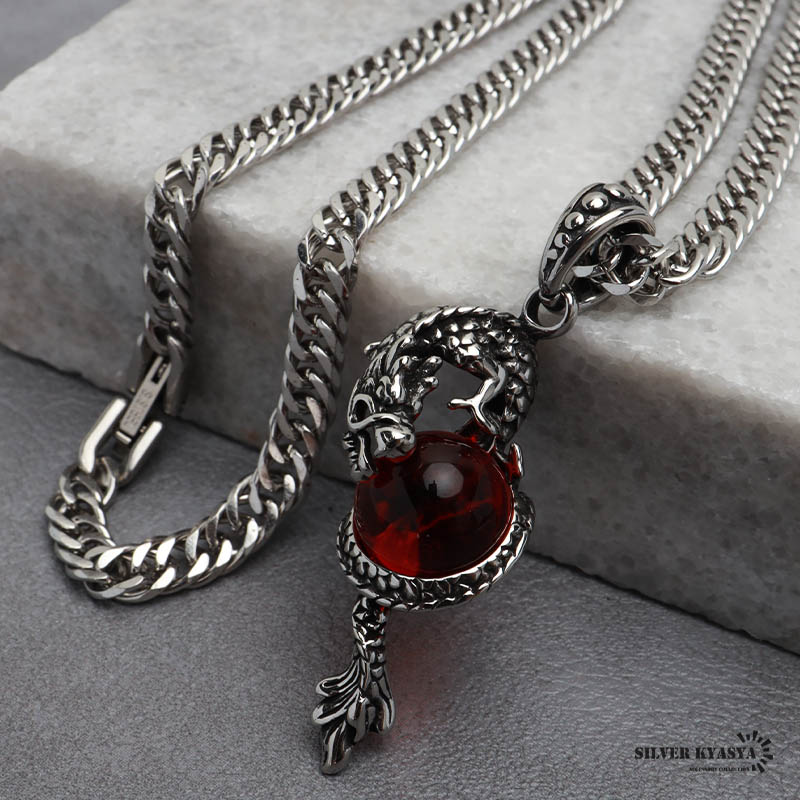 楽天市場】ステンレス ドラゴンネックレス ダブル喜平チェーン