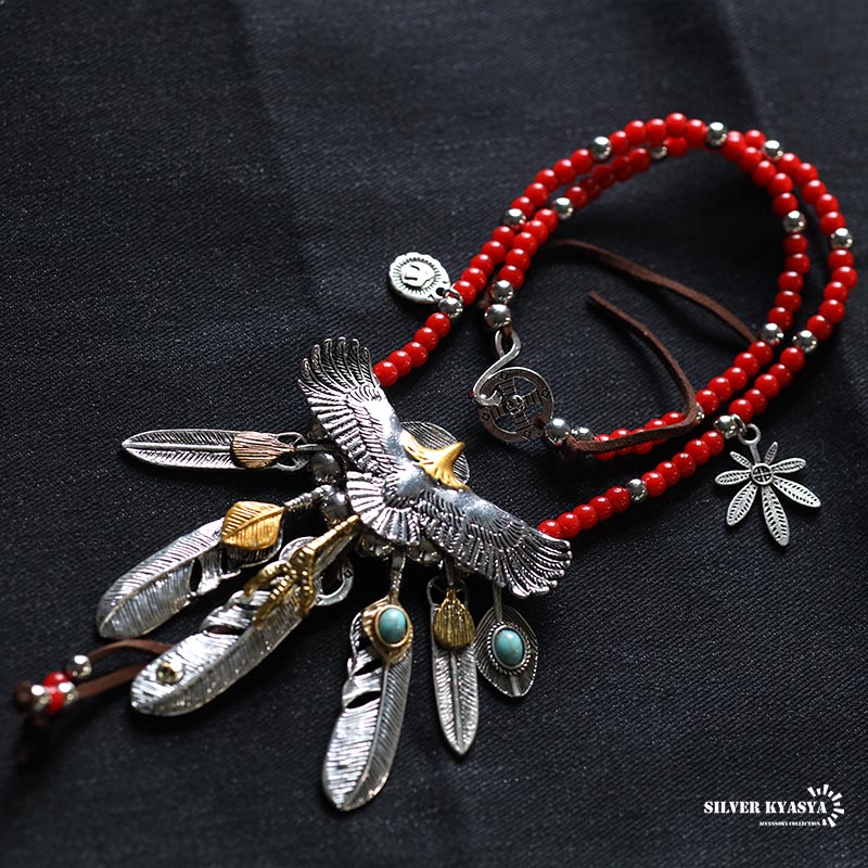 楽天市場】フェザーネックレス 7枚 羽根 ペンダント ターコイズ