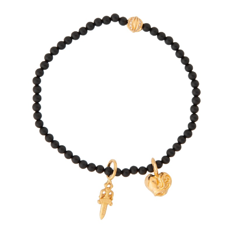 楽天市場】CHROME HEARTS 4MM BEAD BRACELET W/ DAGGER & HEART W