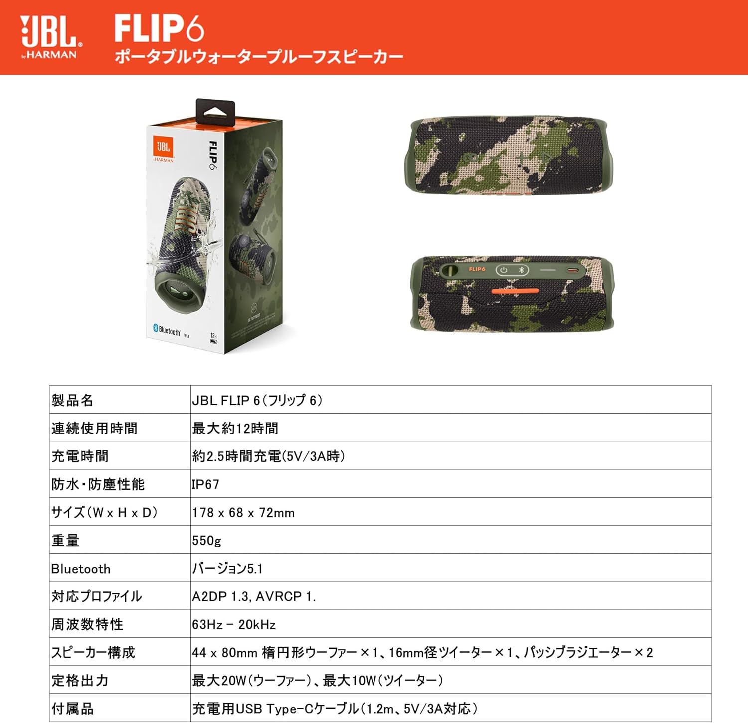 楽天市場】【ブラックフライデー】 JBL FLIP6 Bluetoothスピーカー 2