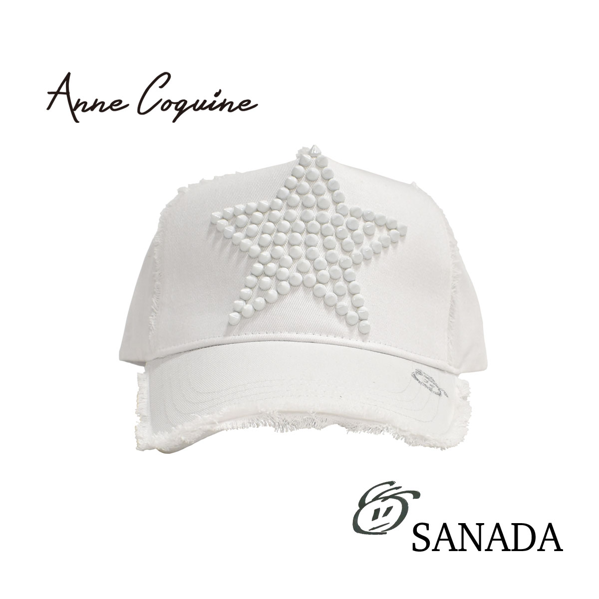 楽天市場】キャップ 帽子×SANADA スタッズキャップ／スター／白×白