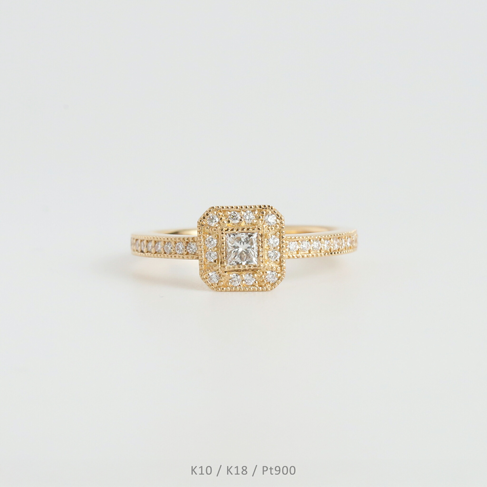 楽天市場】【Laurence Ring】 K10/K18/Pt900 プリンセスカット