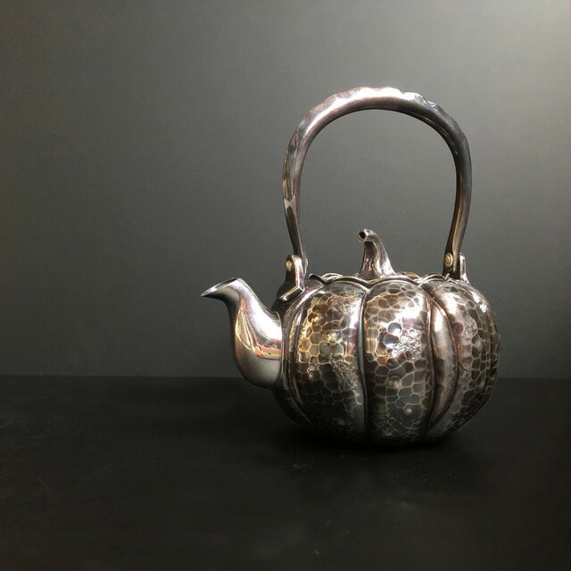 名越昌晴 作 銅製 雷文垂文龍形把手 水注◎意匠美しい茶道具◎古美術