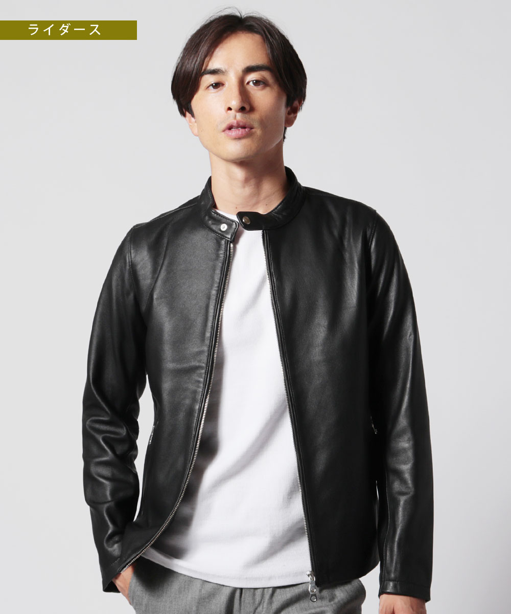 楽天市場】ジャケット メンズ 春 秋 冬 ラムレザー 羊革 本革 シングル