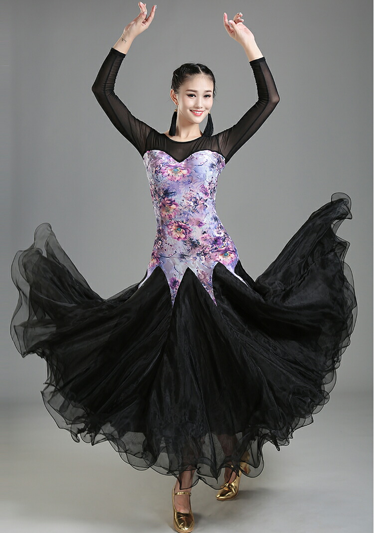 楽天市場】社交ダンス サイズ S M L XL XXL 花柄 モダンドレス