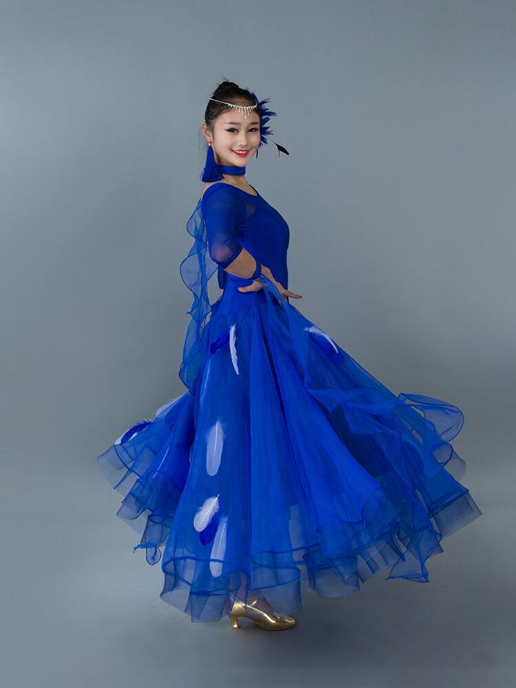 社交ダンス ファー フロート バングル スタンダード ドレス まみよん