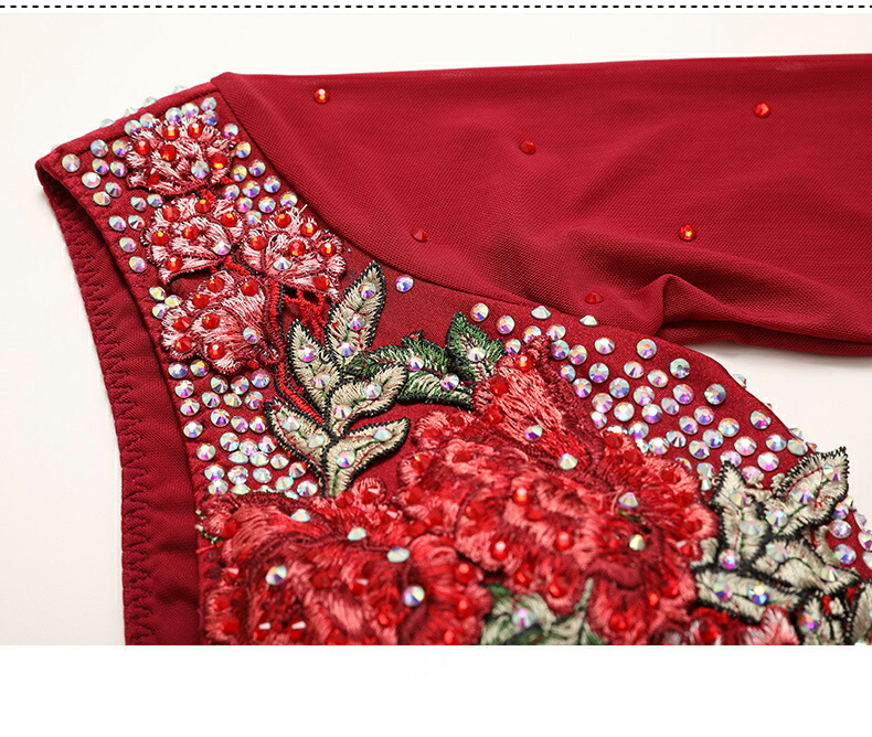 楽天市場】レディース 社交ダンス衣装 刺繍 アップリケ サテンドレス