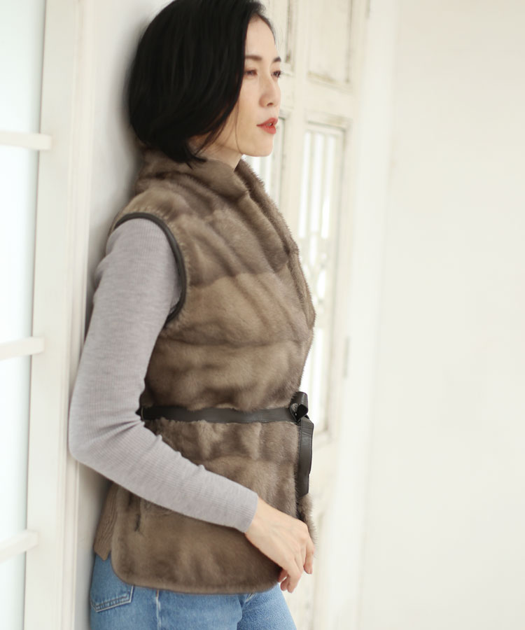 楽天市場】【40%offクーポン】ミンク ラム革 カシミヤ ニット