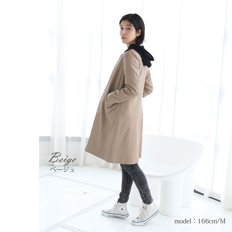 楽天市場】レザー コート アウター レディース ラムレザー 本革 ノー