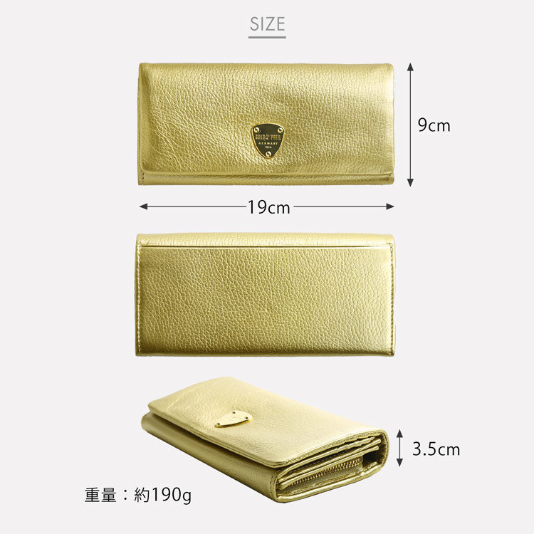 楽天市場】長財布 レディース 本革 かぶせ ブランド 革 ゴールドカラー