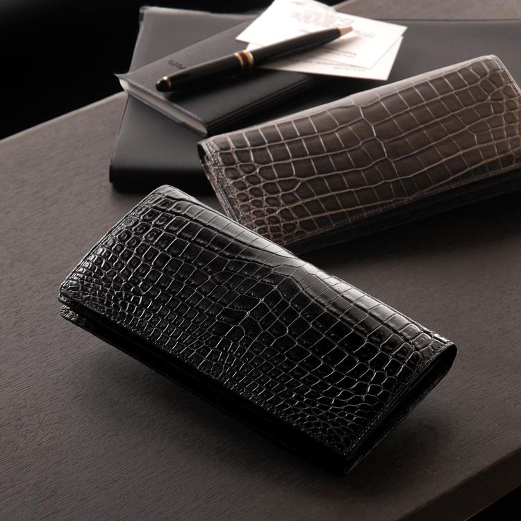 楽天市場】日本製 ナイル クロコダイル メンズ 長財布 無双 マット