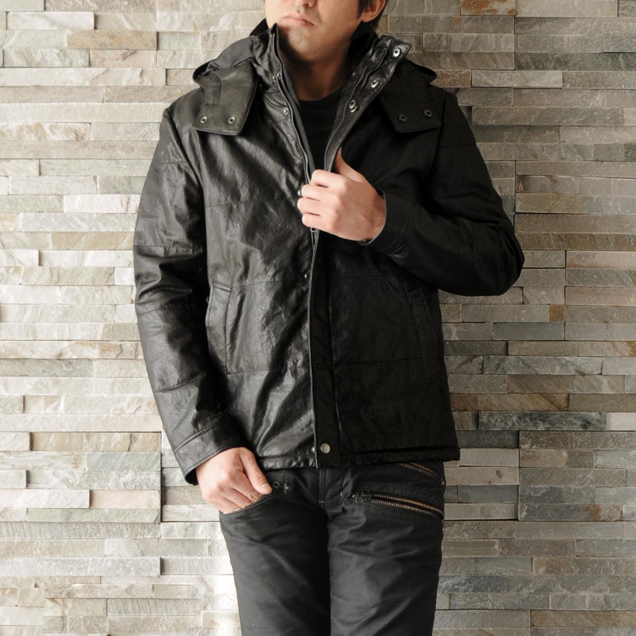 楽天市場】レザー ジャケット メンズ ベジタブル加工 フード月