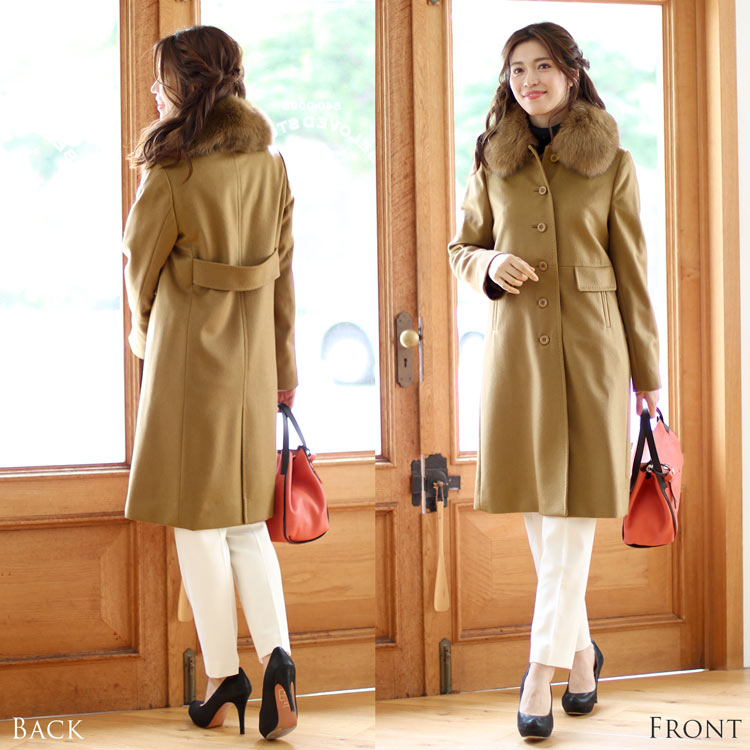 楽天市場】カシミヤ コート レディース ファー 襟付き フォックス