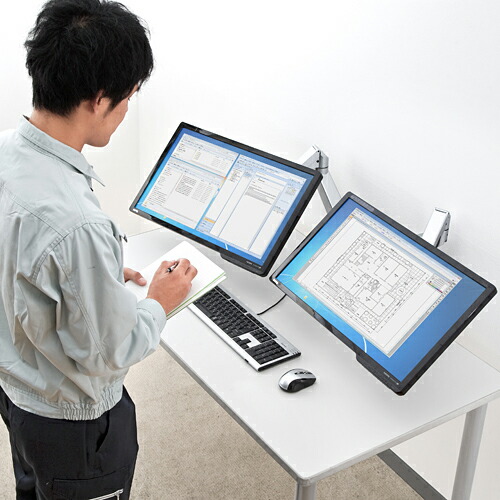 楽天市場】モニターアーム デュアル 2画面 34インチ 水平垂直 ガス圧式