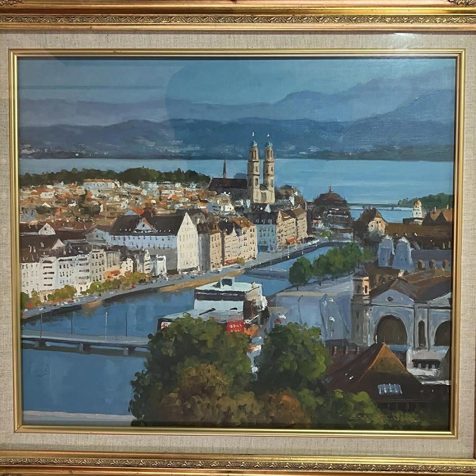 楽天市場】絵画 油絵 チューリッヒ湖 F10 新田昌和 直筆10号 額装 額