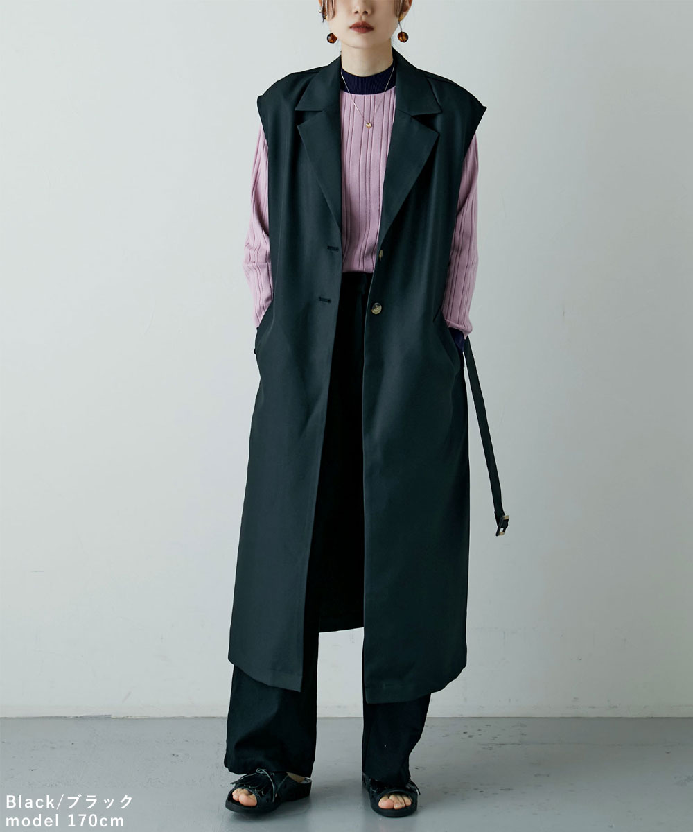 楽天市場】ロングトレンチジレ アウター トレンチ ベスト ジレ