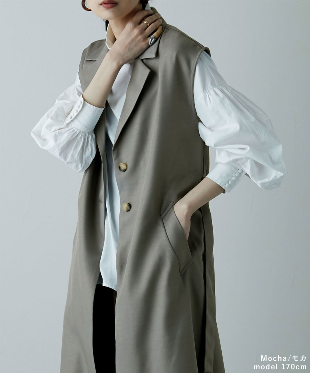 楽天市場】ロングトレンチジレ アウター トレンチ ベスト ジレ