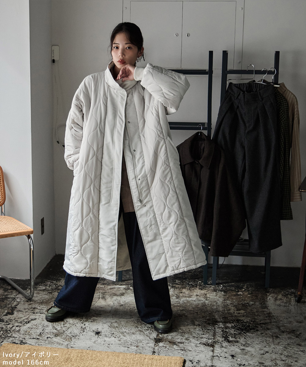 楽天市場】キルティング切替オフラインロングコート アウター コート