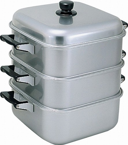 楽天市場】アカオ アルミ角蒸(大型) 36cm 二重【角型蒸し器 硬質アルミ