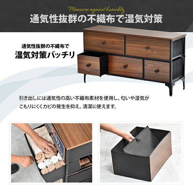 楽天市場】アメリカンガレージ風 ローチェスト 2段 引き出し5杯